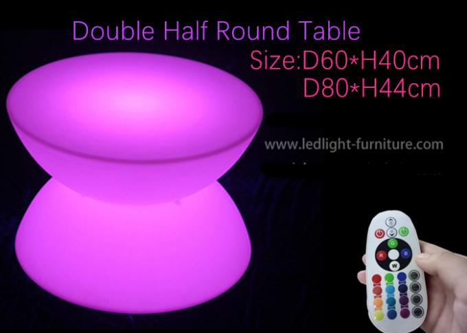 二重半分の円形の白熱コーヒー テーブル/LEDのライト バーのテーブルのポリエチレン材料