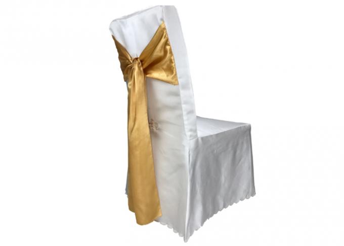 装飾の美しいテーブルクロスの結婚式の家具の賃借りの白い椅子カバー サッシュの受信
